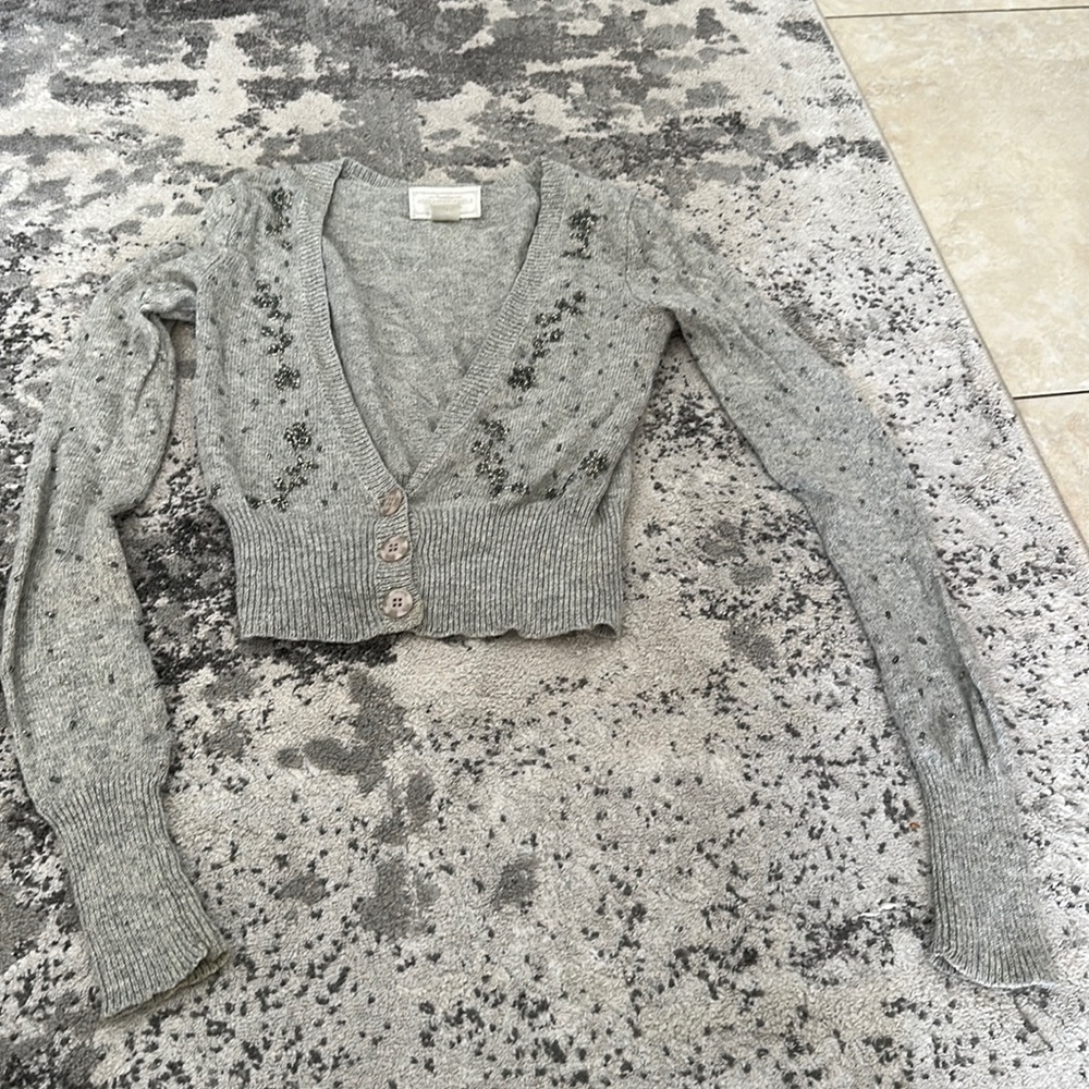 American Eagle Gray beaded cardigan
